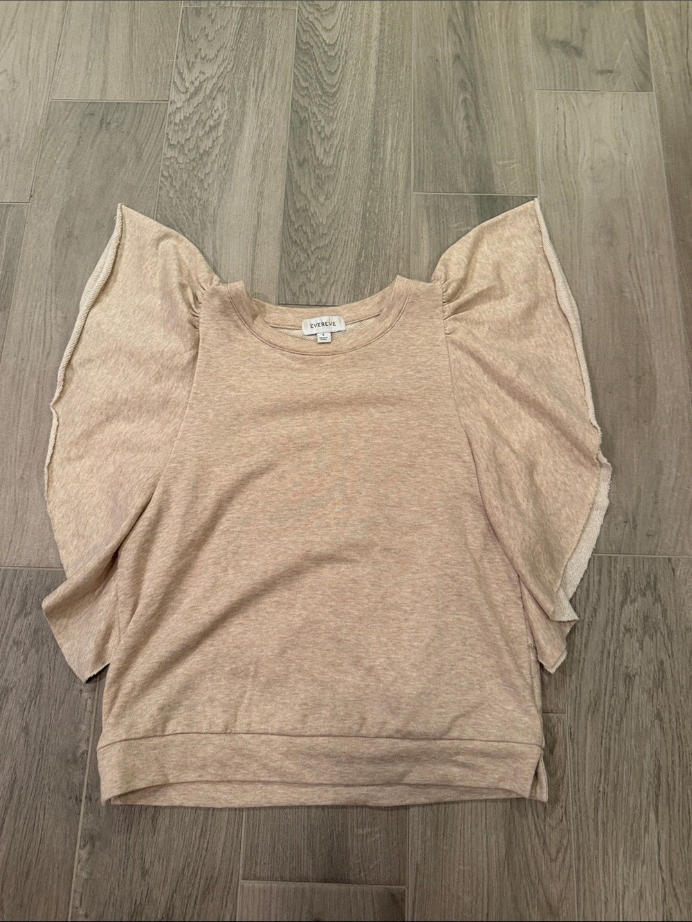 Evereve Women's Light Beige Flutter Sleeve Sweatshirt Size S